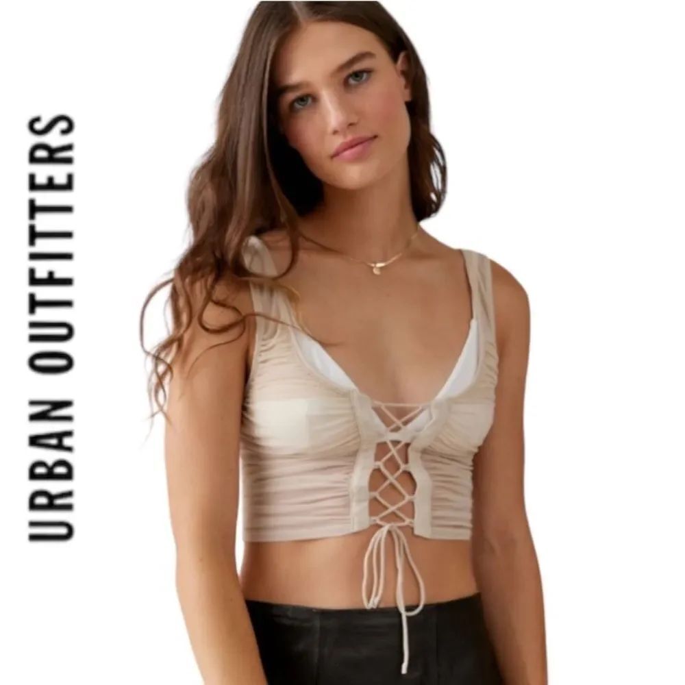 NEW UO Urban Outfitters Ruched Lace-Up Tank Top S M L